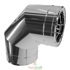Коліно 90° на димохід 220/280 мм нерж/нерж 0,5 мм