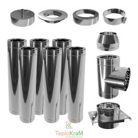 Комплект нержавіючого димоходу Ø200/260 мм, нерж/нерж 0,8 мм (економ+)