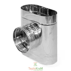 Трійник овальний 87° 120х240 мм нержавіюча сталь 0,6 мм з круглою врізкою Ø 160 мм