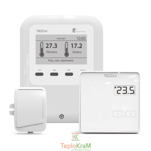 Контроллер TECH WiFi OT с функцией OpenTherm и WiFi (с комнатным регулятором R-8b и датчиком температуры на улице ST-291p NTC)