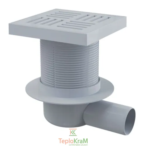 Зливний трап Alcaplast, 150x150/50 мм, з бічною підводкою, решітка: пластик, гідрозатвор мокрий (APV5211)