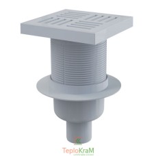 Сливной трап Alcaplast, 150x150/50 мм, с прямой подводкой, решетка пластик, гидрозатвор мокрий (APV6111)