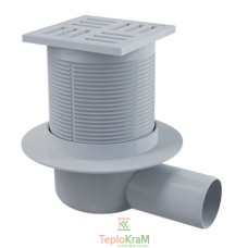 Сливной трап Alcaplast, 105x105/50 мм, с боковой подводкой, решетка пластик, гидрозатвор мокрый (APV5111)