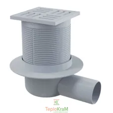 Сливной трап Alcaplast, 105x105/50 мм, с боковой подводкой, решетка пластик, гидрозатвор мокрый (APV5111)