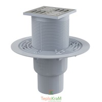 Зливний трап Alcaplast, 105x105/50/75 мм, з прямою підводкою, решітка: нерж., гідрозатвор SMART (APV2321)