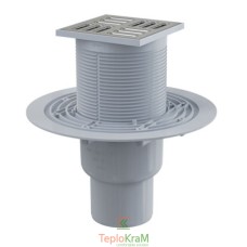 Сливной трап Alcaplast, 105x105/50/75 мм, с прямой подводкой, решетка: нерж., гидрозатвор SMART (APV2321)