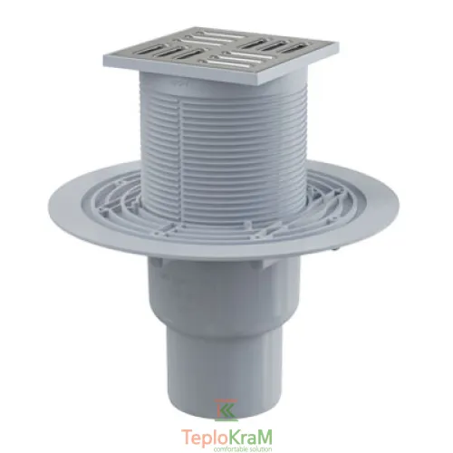 Сливной трап Alcaplast, 105x105/50/75 мм, с прямой подводкой, решетка: нерж., гидрозатвор SMART (APV2321)