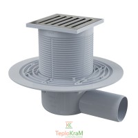 Сливной трап Alcaplast, 105x105/50 мм, с боковой подводкой, решетка: нерж., гидрозатвор мокрый (APV103)