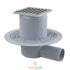 Сливной трап Alcaplast, 105x105/50 мм, с боковой подводкой, решетка: нерж., гидрозатвор мокрый (APV103)