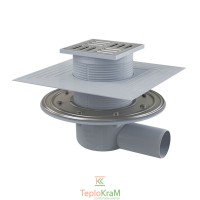 Зливний трап Alcaplast, 105x105/50 мм, з бічною підводкою, решітка: нерж., гідрозатвор комбінований SMART (APV1324)