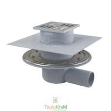 Сливной трап Alcaplast, 105x105/50 мм, с боковой подводкой, решетка: нерж., гидрозатвор комбинированный SMART (APV1324)