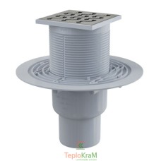 Сливной трап Alcaplast, 105x105/50 мм, с прямой подводкой, решетка: нерж., гидрозатвор мокрый (APV202)