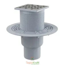 Зливний трап Alcaplast, 105x105/50 мм, з прямою підводкою, решітка: нерж., гідрозатвор мокрий (APV202)