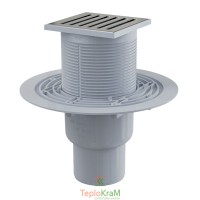 Зливний трап Alcaplast, 105x105/50 мм, з прямою підводкою, решітка: нерж., гідрозатвор мокрий (APV203)