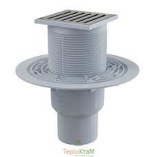 Сливной трап Alcaplast, 105x105/50 мм, с прямой подводкой, решетка: нерж., гидрозатвор мокрый (APV203)