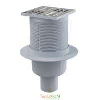 Сливной трап Alcaplast, 105x105/50 мм, с прямой подводкой, решетка: нерж., гидрозатвор мокрый (APV2)