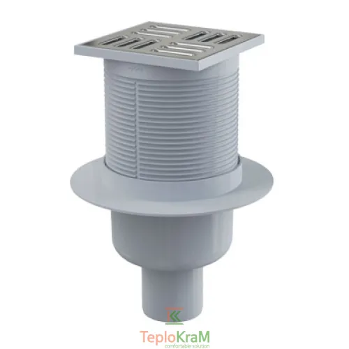 Сливной трап Alcaplast, 105x105/50 мм, с прямой подводкой, решетка: нерж., гидрозатвор мокрый (APV2)