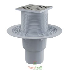 Сливной трап Alcaplast, 105x105/50 мм, с прямой подводкой, решетка: нерж., гидрозатвор мокрый (APV201)