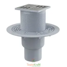 Сливной трап Alcaplast, 105x105/50 мм, с прямой подводкой, решетка: нерж., гидрозатвор мокрый (APV201)