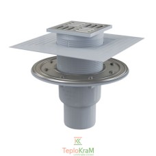 Сливной трап Alcaplast, 105x105/50 мм, с прямой подводкой, решетка пластик, гидрозатвор комбинированный SMART (APV2324)