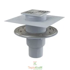 Сливной трап Alcaplast, 105x105/50 мм, с прямой подводкой, решетка пластик, гидрозатвор комбинированный SMART (APV2324)