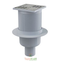 Зливний трап Alcaplast, 105x105/50 мм, з прямою підводкою, решітка: нерж., гідрозатвор комбінований SMART (APV32)