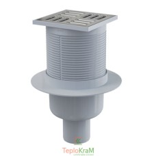 Зливний трап Alcaplast, 105x105/50 мм, з прямою підводкою, решітка: нерж., гідрозатвор комбінований SMART (APV32)
