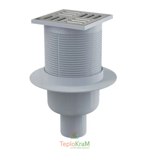 Зливний трап Alcaplast, 105x105/50 мм, з прямою підводкою, решітка: нерж., гідрозатвор комбінований SMART (APV32)