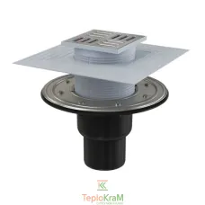 Зливний трап Alcaplast, 105х105/50/75 мм, з прямою підводкою, решітка: нерж., гідрозатвор мокрий, сухий (APV4344)