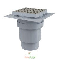 Зливний трап Alcaplast, 150x150/110 мм, з прямою підводкою, решітка: нерж., гідрозатвор мокрий (APV13)