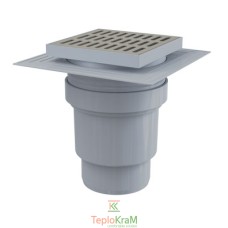Сливной трап Alcaplast, 150x150/110 мм, с прямой подводкой, решетка: нерж., гидрозатвор мокрый (APV13)