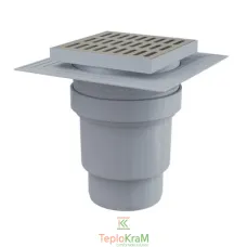 Сливной трап Alcaplast, 150x150/110 мм, с прямой подводкой, решетка: нерж., гидрозатвор мокрый (APV13)