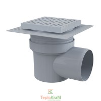 Зливний трап Alcaplast, 150x150/110 мм, з бічною підводкою, решітка: пластик, гідрозатвор мокрий (APV10)