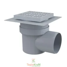 Сливной трап Alcaplast, 150x150/110 мм, с боковой подводкой, решетка пластик, гидрозатвор мокрый (APV10)