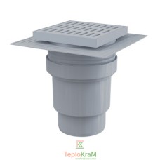 Сливной трап Alcaplast, 150x150/110 мм, с прямой подводкой, решетка пластик, гидрозатвор мокрый (APV11)