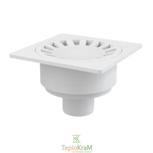 Сливной трап Alcaplast, 150x150/50 мм, с прямой подводкой, решетка пластик, гидрозатвор мокрый (APV16)