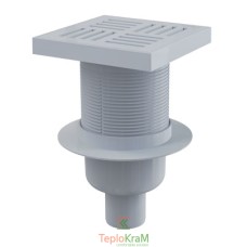 Сливной трап Alcaplast, 150x150/50 мм, с прямой подводкой, решетка пластик, гидрозатвор мокрый (APV6211)