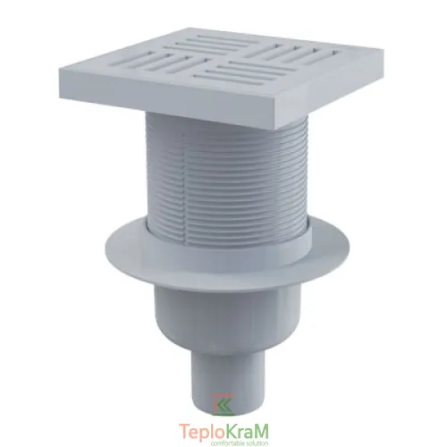 Сливной трап Alcaplast, 150x150/50 мм, с прямой подводкой, решетка пластик, гидрозатвор мокрый (APV6211)