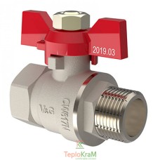Кран кульовий V&G VALOGIN Optima, ВхЗ 1", червона ручка-метелик (VG-101103)