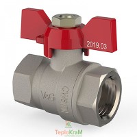 Кран шаровой V&G VALOGIN Optima, ВхВ 3/4", красная ручка-бабочка (VG-102102)