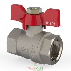 Кран кульовий V&G VALOGIN Optima, ВхВ 3/4", червона ручка-метелик (VG-102102)