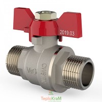 Кран шаровой V & G VALOGIN Optima, НхН 3/4", красная ручка-бабочка (VG-103102)
