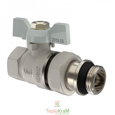 Кран-американка прямий V&G VALOGIN Optima, ВхЗ 1/2", біла ручка-метелик (VG-104201)