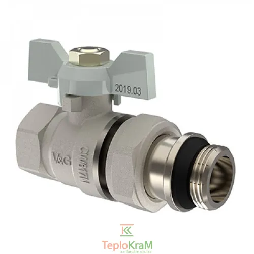 Кран-американка прямий V&G VALOGIN Optima, ВхЗ 3/4", біла ручка-метелик (VG-104202)
