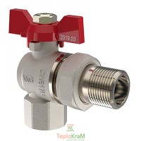 Кран-американка угловой V&G VALOGIN Optima, ВхН 3/4", красная ручка-бабочка (VG-104402)