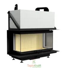 Каминная топка Gavryliv & Sons 33х100х33х54+H 14 кВт, трехсторонняя с гильотиной, рифленый шамот