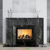 Каминный портал из мрам. Денвер Denver Grey + Nero Marquina пряма Браво