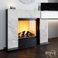 Каминный портал из мрам. Даллас Polaris + Nero Marquina пряма Браво
