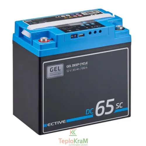 Акумулятор гелевий ECTIVE DC 65SC GEL 12 В, 65 А/год із ШІМ-зарядним пристроєм і РК-дисплеєм