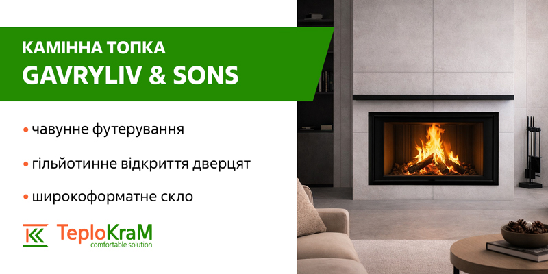Камін Gavryliv&Sons з гільйотиною і чавунним футеруванням
